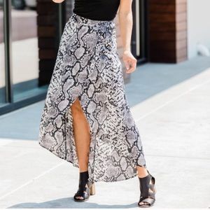 Snake Print Midi Skirt with Slit | Size L | Fits True to Size | Pink Lily